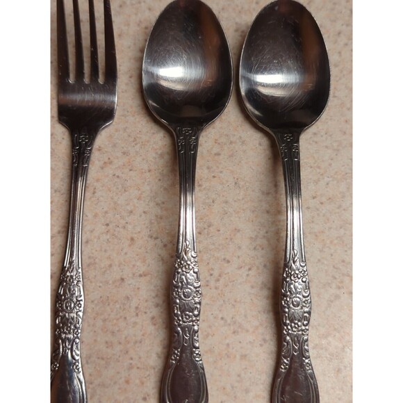 Northland CAROLINA Spoons Fork Korea Stainless Flatware Floral Rose - Picture 4 of 12